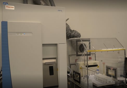 Inductively Coupled Plasma Mass Spectrometry (ICP-MS) instrument for testing heavy metals in food. 